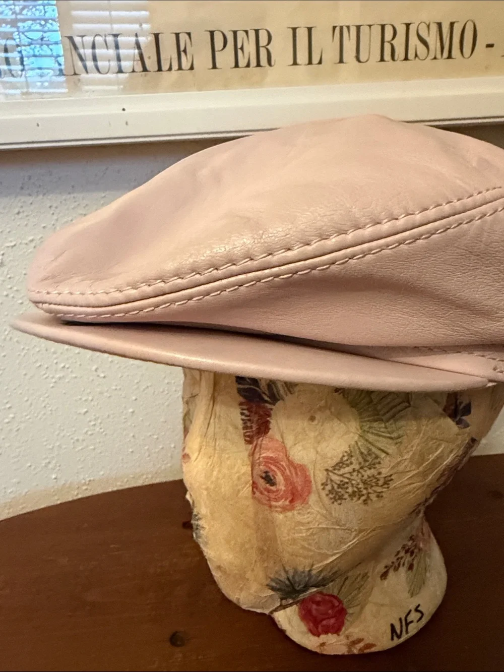 Light Pink Leather Newsboy Cap by Wilsons Leather